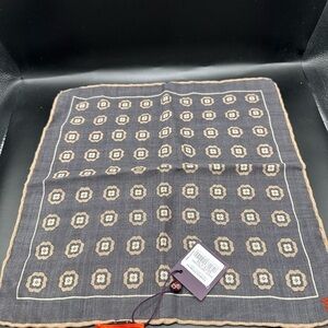 ISAIA Gray and Tan Patterned Wool Square